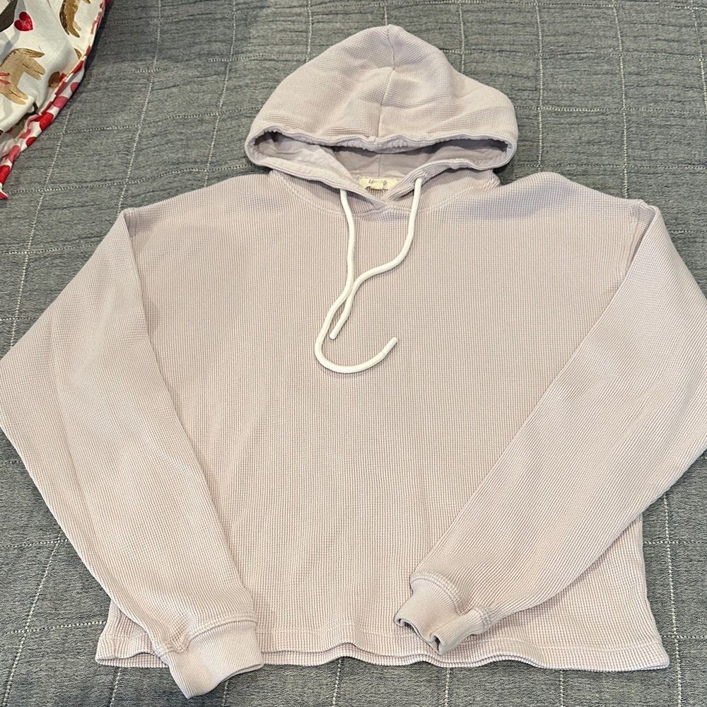 Lavender Hooded Waffle Knit Sweatshirt by Leallo